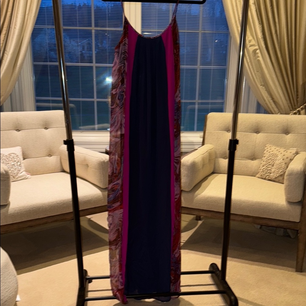Vibrant Pink and Navy Maxi Dress